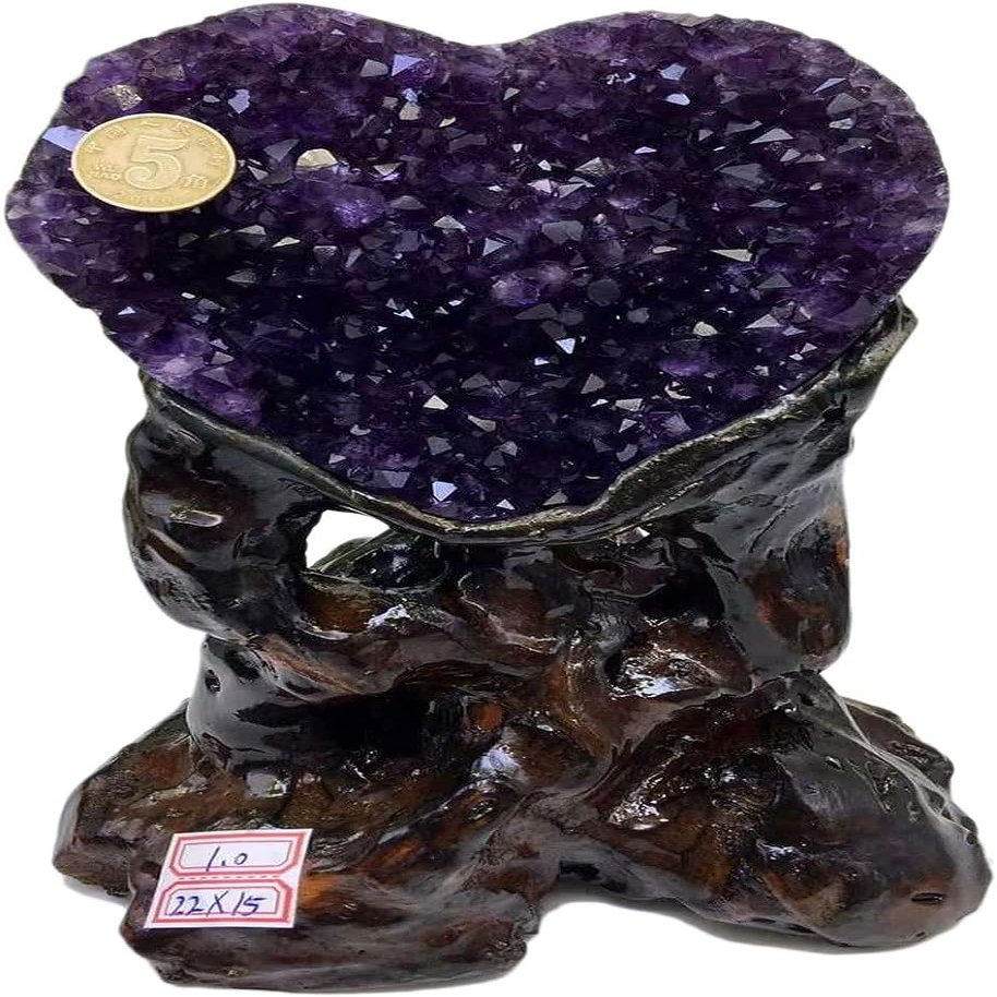EKFBQBGW Large Natural Amethyst Raw Quartz - Heart Shape Amethyst Crystals Cluster - Druzy Geode Gemstone Sculpture - Deep Purple Crystals,appro.3lbs Home Collections (Size : Appro.2.2lbs)