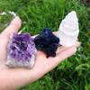 EKFBQBGW 1pc Natural White Selenite Skyscraper Amethyst Cluster Azurite Malachite Crystals Stones Combos Set Home Collections view 2