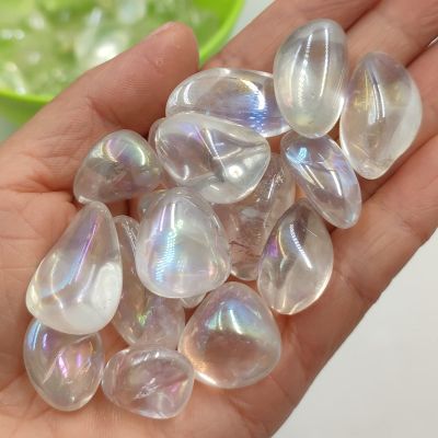 EKFBQBGW Rainbow AB Titanium Aura Clear Quartz Natural Crystal Tumbled Stone Polished Rock Home Room Decoration,3pc Random Home Collections