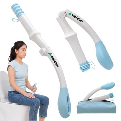Wefaner Foldable Toilet Aid, 15.6 Long Comfort Wipe Wand Bottom Buddy Toilet Self Tissue Aids for Toileting, Self Help Wipe Butt for Fat People Limited Mobility,Elderly, Pregnancy