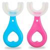 Kids Toothbrushes,2 Pcs U Shaped Toothbrush 360All-Round Cleaning Silicone Teeth Brush for Kids Blue or Pink (2-6 Years Old) view 1