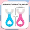 Kids Toothbrushes,2 Pcs U Shaped Toothbrush 360All-Round Cleaning Silicone Teeth Brush for Kids Blue or Pink (2-6 Years Old) view 2