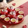 wanghaiyanBD Ceramic tea set, Wedding Traditional Festive Red Everything Goes Well Ceramic Kungfu Tea Set Ceremony Wedding Party Newlyweds view 3