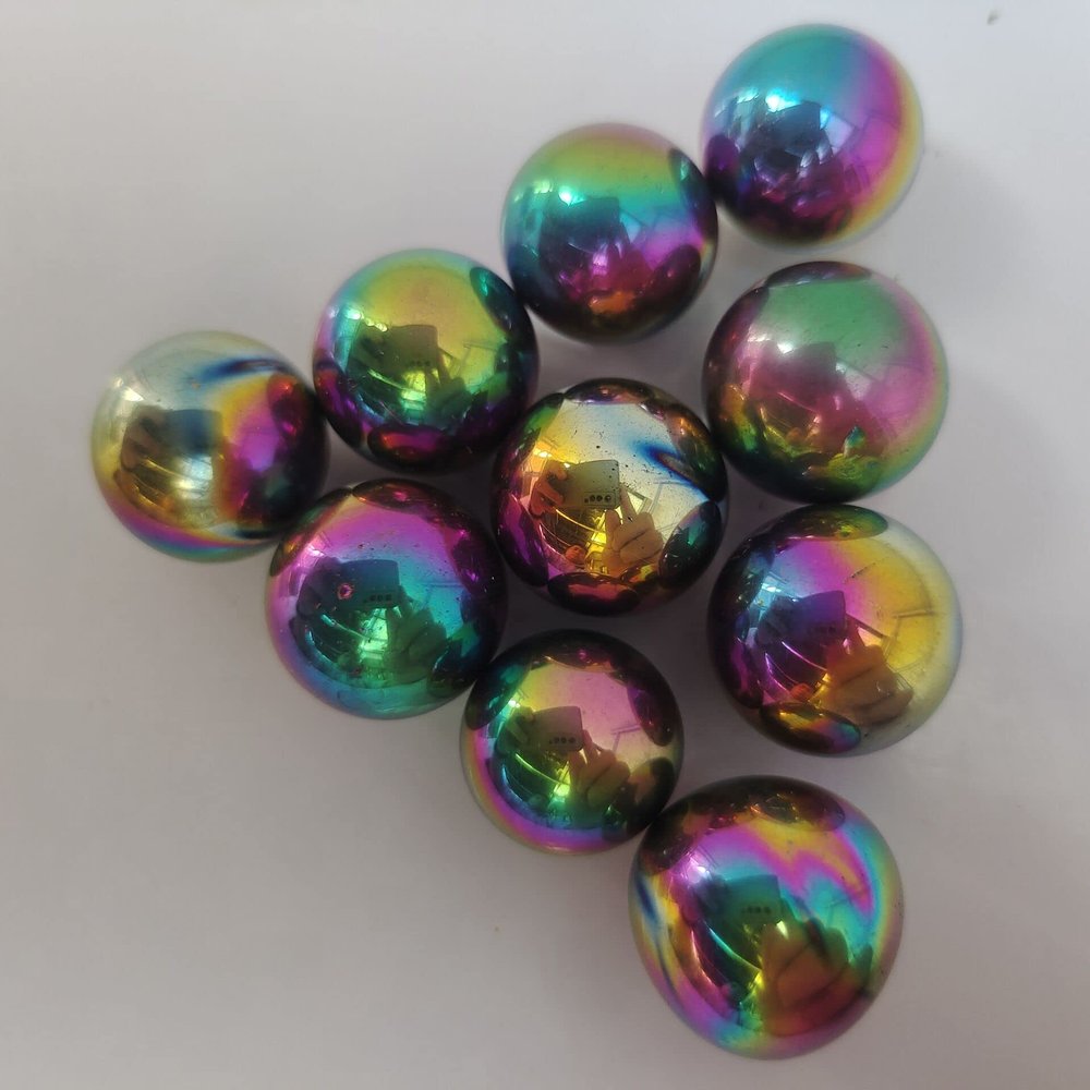 EKFBQBGW Home Decoration Rainbow Aura Crystal Sphere Ball Angel Aura Titanium Quartz Natural Crystal Home Decoration Stones Home Collections (Size : 10pcs)