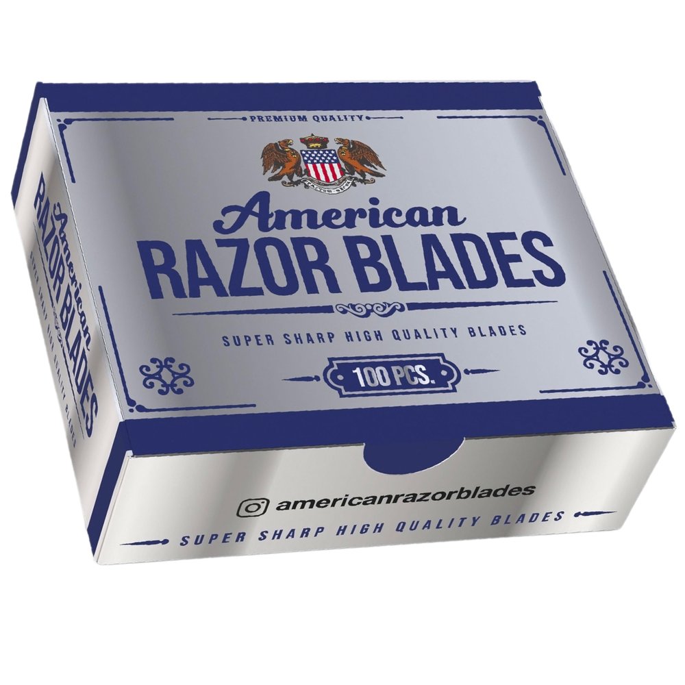 American Razor Blades - Ultra Sharp Single Edge Razor Blades for Professional Barbers, Ideal for Precision Shaving and Beard Detailing, Durable 100-Pack