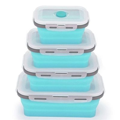ZLJSHZS es 4Pcs Set Foldable Silicone Food Fruit Salad Storage Food Box Container Dinnerware Conveniently