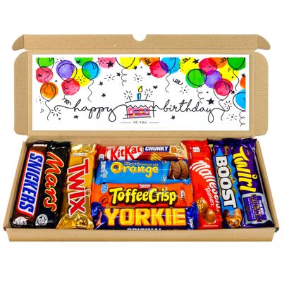 Mega Variety Selection Box Chocolate Hamper | Letter Box Gift | 10 Fullsize Chocolate Bars | Ideal Gifts For Women, Men, Kids (Happy Birthday, Full Size)
