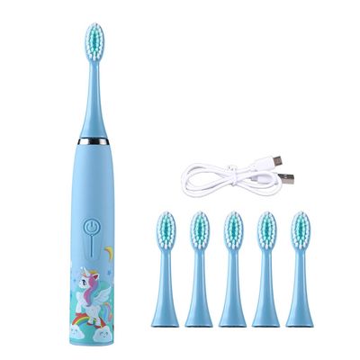 AGONEIR Children Automatic Toothbrush, Electric Toothbrush for Kids, 4 Cleaning Modes, IPX6 Waterproof, Blue/Green/Light Blue Yellow