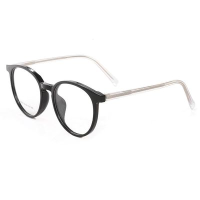 FUQINQINGOZ Anti Blue Light Retro Round Reading Glasses Anti Glare Computer Readers HD Flat Light Mirror Presbyopic Glasses (Color : Black-Transparency, Size : +350)