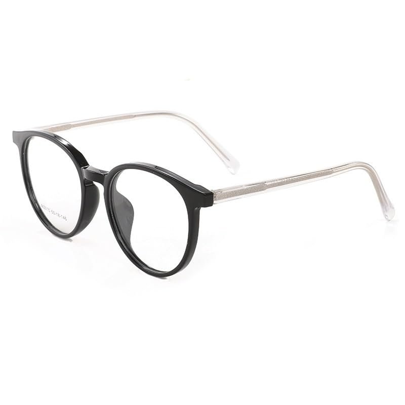 FUQINQINGOZ Anti Blue Light Retro Round Reading Glasses Anti Glare Computer Readers HD Flat Light Mirror Presbyopic Glasses (Color : Black-Transparency, Size : +350)