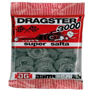 Dragster 3000 Super Salty Liquorice Gummy Candy 3 Packs of 50g SPSP Pack (SOPOSOPO)