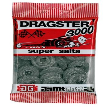 Dragster 3000 Super Salty Liquorice Gummy Candy 3 Packs of 50g SPSP Pack (SOPOSOPO)
