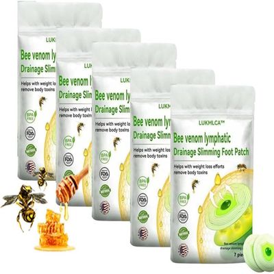 Lukmlca Bee Venom Foot Patch,Lukmlca Bee Venom Lymphatic Drainage Slimming Foot Patch,Bee Venom Lymphatic Drainage & Slimming Patches Reduce Body Accumulation (5 pack)
