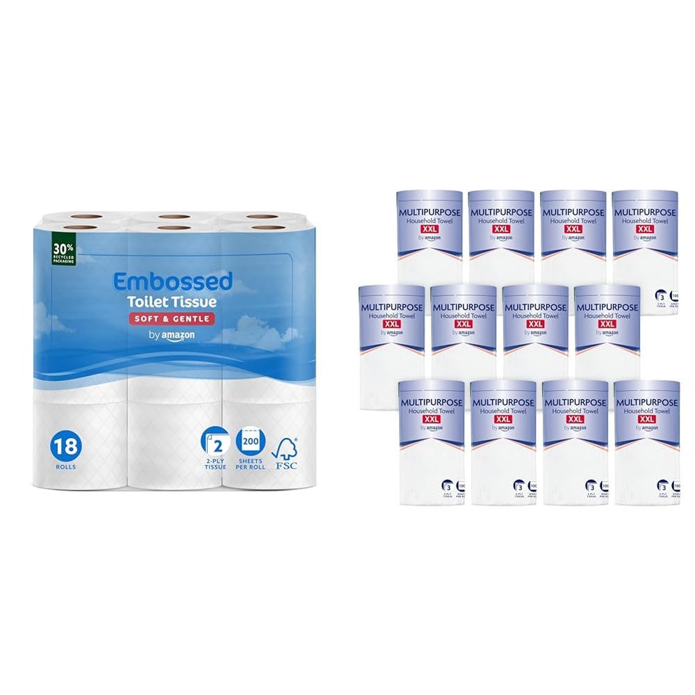 2 Ply Toilet Tissue (18 Rolls) + Multipurpose Kitchen Towel (12 Rolls)