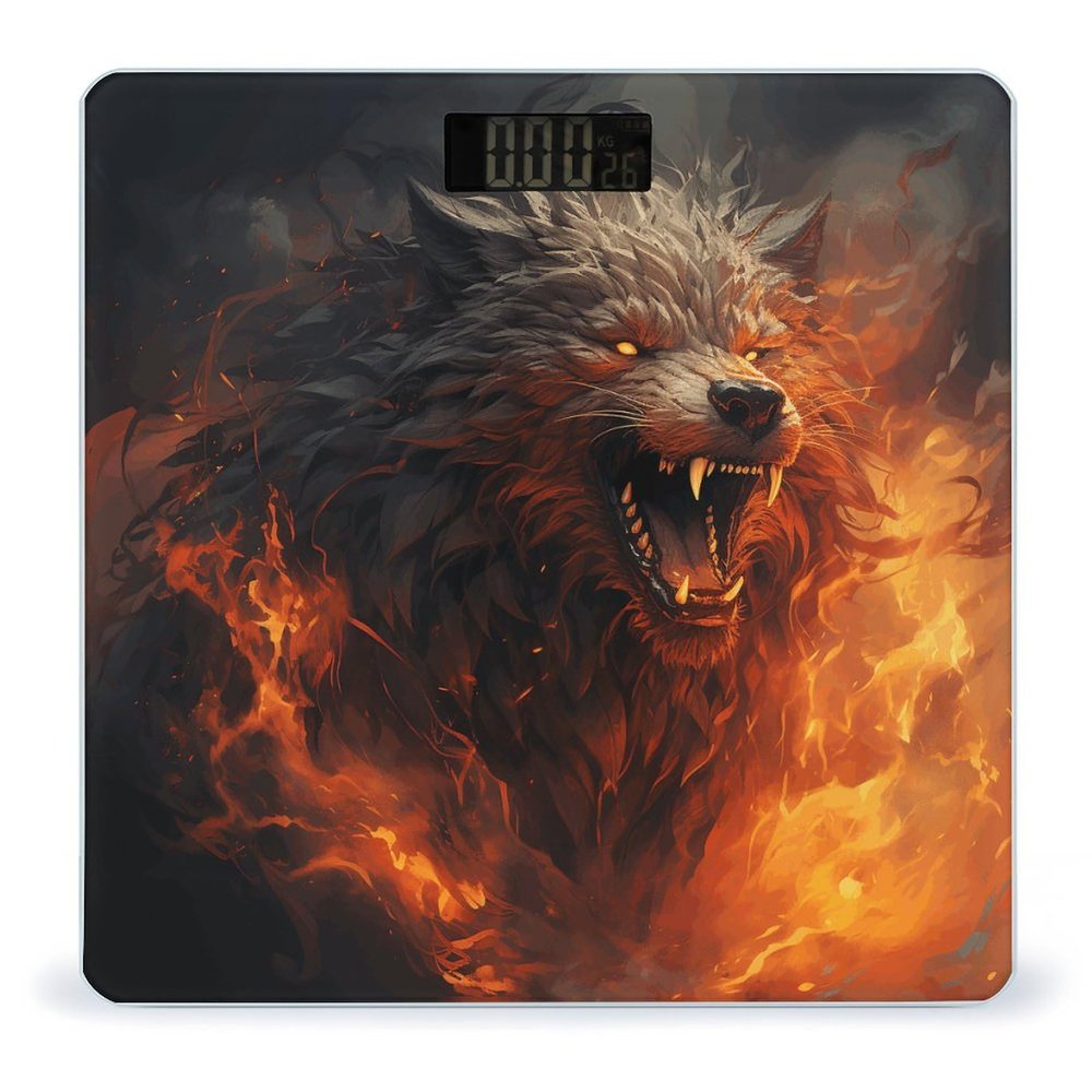 YJWANDL Scale for Body Weight Wild Wolf in The Fire Print Weight Scale Digital Scale Body Fat Scale Weight Scale LCD Scale Slim Scale, style