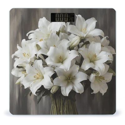YJWANDL Scale for Body Weight White Lily Bouquet Print Weight Scale Digital Scale Body Fat Scale Weight Scale LCD Scale Slim Scale, style