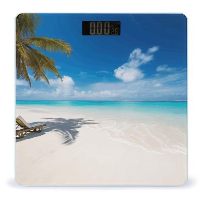 YJWANDL Scale for Body Weight White Beach Tropical Sea Print Weight Scale Digital Scale Body Fat Scale Weight Scale LCD Scale Slim Scale, style