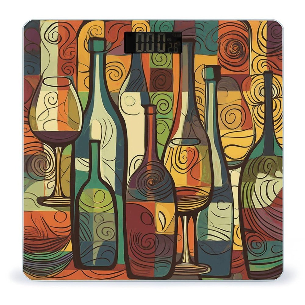 YJWANDL Scale for Body Weight Wine Bottle Art Print Weight Scale Digital Scale Body Fat Scale Weight Scale LCD Scale Slim Scale, style