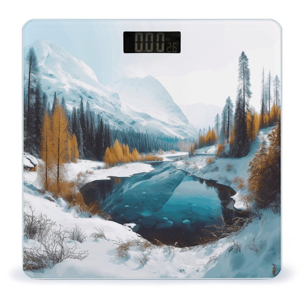 YJWANDL Scale for Body Weight Winter Mountains Snow Scene Print Weight Scale Digital Scale Body Fat Scale Weight Scale LCD Scale Slim Scale, style