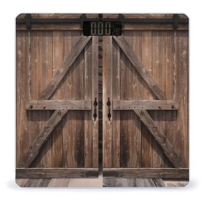 YJWANDL Scale for Body Weight Vintage Wooden Barn Door Print Weight Scale Digital Scale Body Fat Scale Weight Scale LCD Scale Slim Scale, style