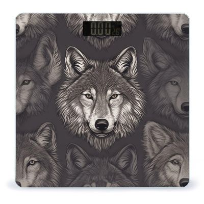 YJWANDL Scale for Body Weight Wolf Head Pattern Print Weight Scale Digital Scale Body Fat Scale Weight Scale LCD Scale Slim Scale, style