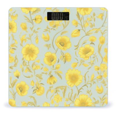YJWANDL Scale for Body Weight Yellow Flower Print Weight Scale Digital Scale Body Fat Scale Weight Scale LCD Scale Slim Scale, style