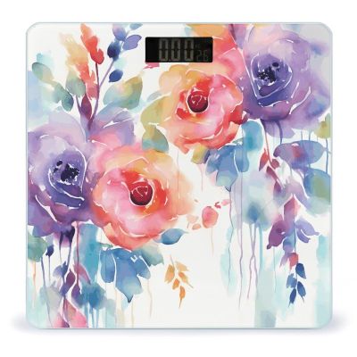 YJWANDL Scale for Body Weight Watercolor Floral Print Weight Scale Digital Scale Body Fat Scale Weight Scale LCD Scale Slim Scale, style