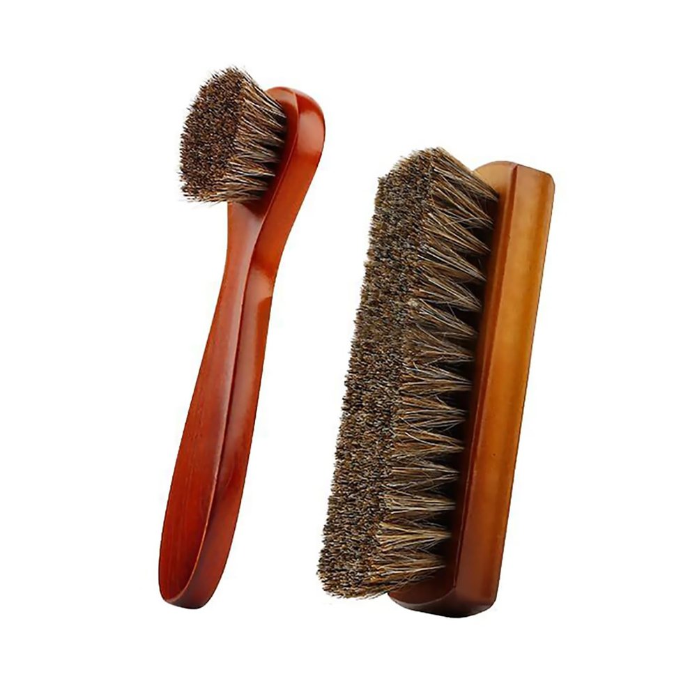 NATEFEMIN 2Pcs Horsehair Shoe Brush Kit Hand Broom Brush, Made of Horse Hair Bristles for Cleaning Shoe, Boot, Counter, Bed