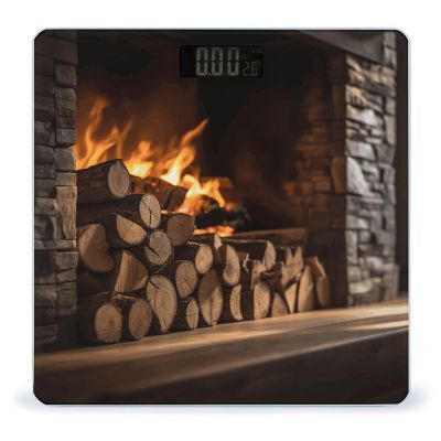 YJWANDL Scale for Body Weight Wood on Fireplace Print Weight Scale Digital Scale Body Fat Scale Weight Scale LCD Scale Slim Scale, style