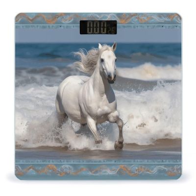 Scale for Body Weight White Horse Running on The Sea Print Weight Scale Digital Scale Body Fat Scale Weight Scale LCD Scale Slim Scale