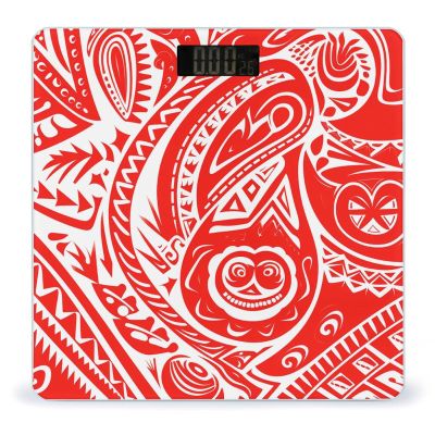YJWANDL Scale for Body Weight White and Red Tribal Pattern Print Weight Scale Digital Scale Body Fat Scale Weight Scale LCD Scale Slim Scale, style