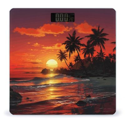 YJWANDL Scale for Body Weight Tropical Sunset Print Weight Scale Digital Scale Body Fat Scale Weight Scale LCD Scale Slim Scale, style