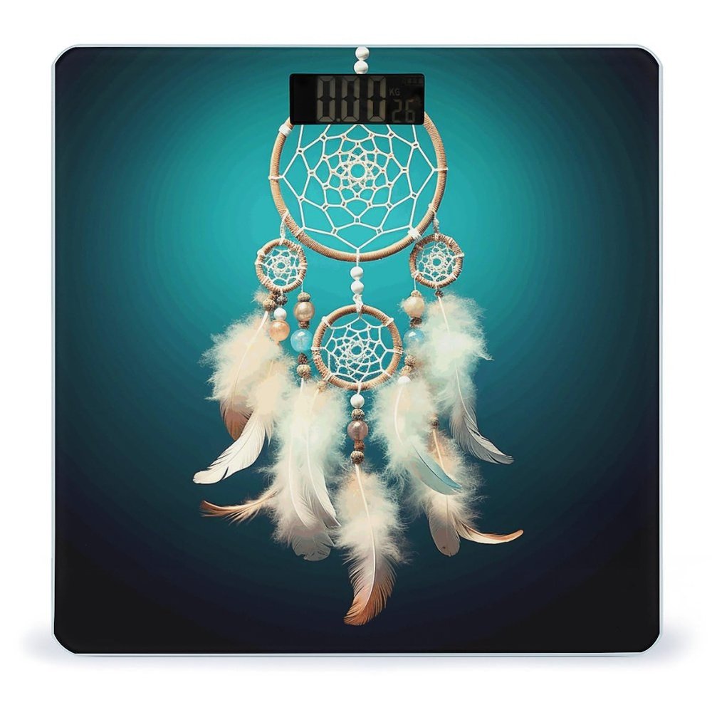 Scale for Body Weight White Dream Catcher Feather Print Weight Scale Digital Scale Body Fat Scale Weight Scale LCD Scale Slim Scale