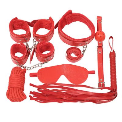 Adult Sexy Leather Plush 7-Piece Set 5m Rope Binding Couple Sexy Set Toy Supplies