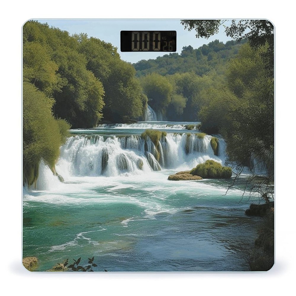 YJWANDL Scale for Body Weight Waterfalls on Krka River Print Weight Scale Digital Scale Body Fat Scale Weight Scale LCD Scale Slim Scale, style