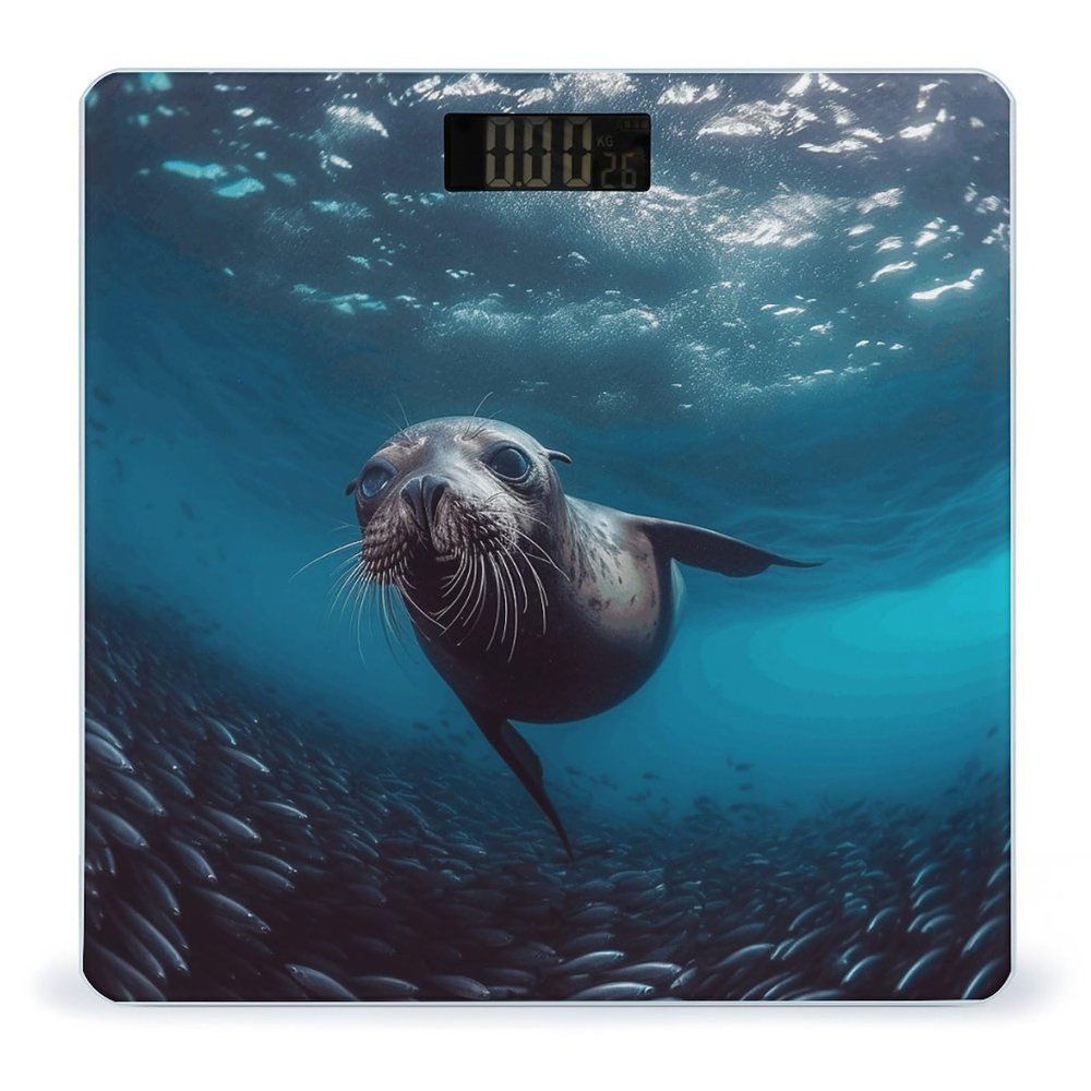 YJWANDL Scale for Body Weight Underwater Sea Lion Print Weight Scale Digital Scale Body Fat Scale Weight Scale LCD Scale Slim Scale, style