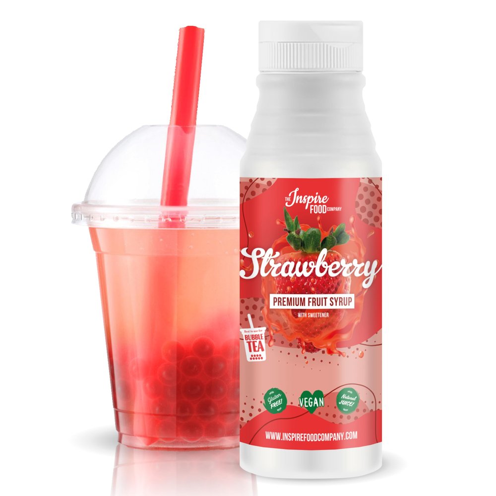 The Inspire Food Company Original Fruit Syrup for Bubble Tea Mix - 300ml | Strawberry Syrup for Bubble Tea, Boba Tea, Smoothies, Slushes & Ice-Blended | 100% Vegan, Glutenfree