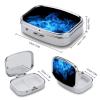 Pill Box Blue Flame Print 2 Compartment Medicine Pill Case Pill Organizer Decorative Metal Portable Pill Box for Pocket Or Purse view 2
