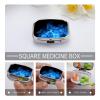 Pill Box Blue Flame Print 2 Compartment Medicine Pill Case Pill Organizer Decorative Metal Portable Pill Box for Pocket Or Purse view 4
