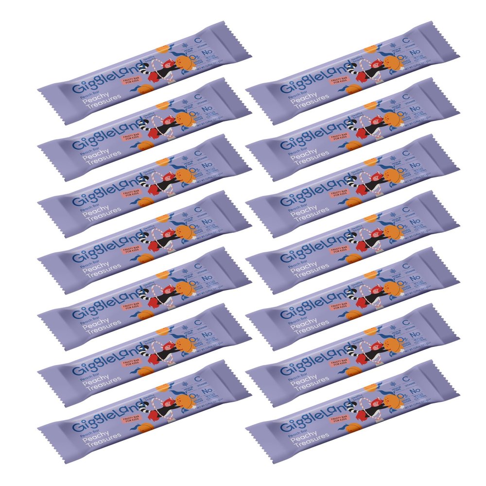 Giggleland - Lunch Box Snacks Multipack Fruity Bar - Peach Fruity Bar 14 x 20 g, Healthy Snacks for Kids, Fruit Bars, Fruit Leather, Dried Fruit, Gelatine Free Fruit Jelly