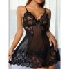 UniPrime pyjamas for women Summer Sexy Lingerie For Woman Costumes Babydoll Lace Dress Plus Size Sleepwear-Red-S view 3