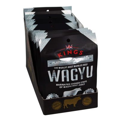 Kings - Wagyu Beef Jerky - Platinum Edition Indulgent Range - High Protein Meat Snack - Box of 12 x 25 g Packs