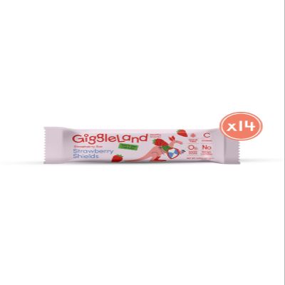 Giggleland - Lunch Box Snacks Multipack Fruity Bar - STRAWBERRY Fruity Bar 14 x 20 g, Healthy Snacks for Kids, Fruit Bars, Fruit Leather, Dried Fruit, Gelatine Free Fruit Jelly