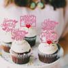 24 Pack Happy Mother's Day Cupcake Toppers Heart Love Mother Best Mom Cupcake Food Picks Women Birthday Happy Mother's Day Theme Party Cake Decorations Supplies Pink view 3