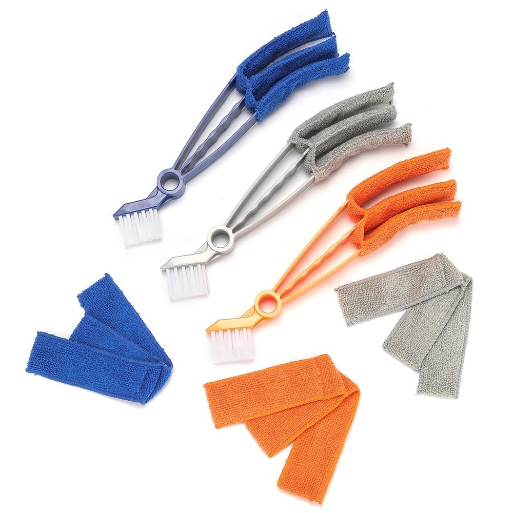Blinds Cleaning Duster Tools,2 in 1 Crevice Cleaning Duster Brush with 6 Removable Microfiber Sleeves, for Window Blinds,Air Conditioner,Car Vents (Color : 3pcs)