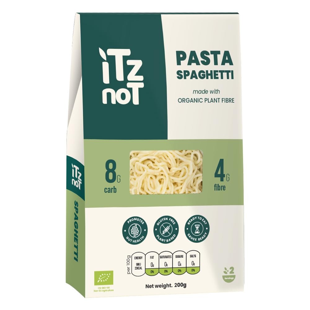 iTz noT jusT Spaghetti (Pack of 1, 200g) Ready Cooked, Shirataki, Moyu, Konjac Plant Fibre Pasta, Low Carb, & No Added Preservatives, Healthy, Gluten Free, Gut Health. 100% Natural
