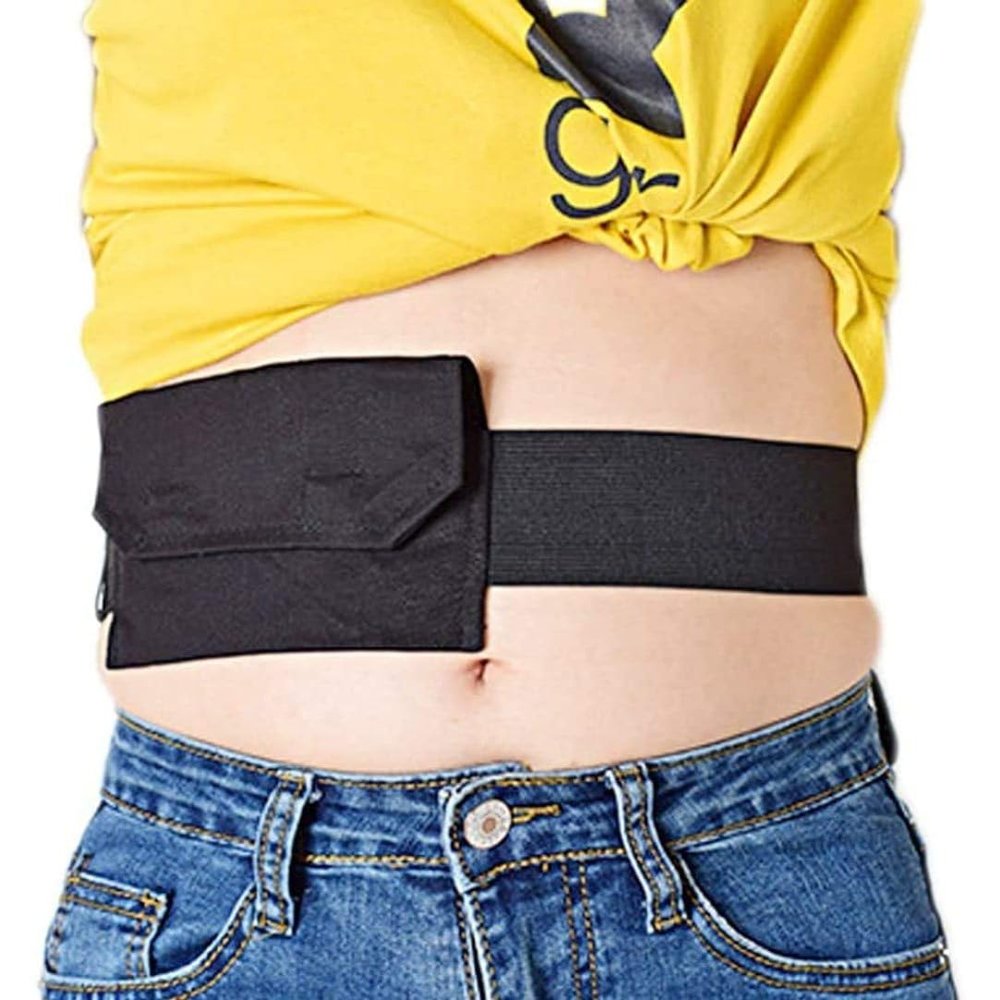Hperu Peritoneal Dialysis Cover Comfortable PD Belt G/Peg Feeding Tube Holder Catheter Drainage Abdominal Fixation Nursing for Patients (98-115CM),Black Outdoor Belts