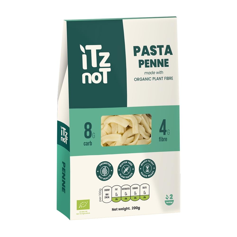 iTz noT jusT Penne (Pack of 1, 200g) Ready Cooked, Shirataki, Moyu, Konjac Plant Fibre Pasta, Low Carb, & No Added Preservatives, Healthy, Gluten Free, Gut Health. 100% Natural