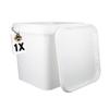 1 bucket with lid, 5 litres, white, square, plastic bucket, food-safe, airtight and stable, empty bucket with handle and lid for food, chemicals, adhesives view 1