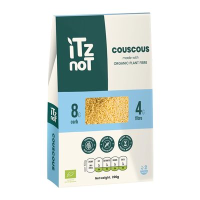 iTz noT jusT COUSCOUS (Pack of 1, 200g) Ready cooked, Shirataki, Moyu, Konjac Plant Fibre Pasta, Low Carb, & No Added Preservatives, Healthy, Gluten Free, Gut Health. 100% Natural